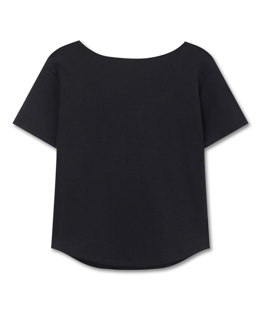 Michikoleondeonkosino Curve Square Neck Top Black