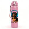 1PC Dog With Headphones Music Print 750ml Color Plastic Sports Water Bottle Leakproof Flip Straw Lid Suitable for Sports Office Home Use