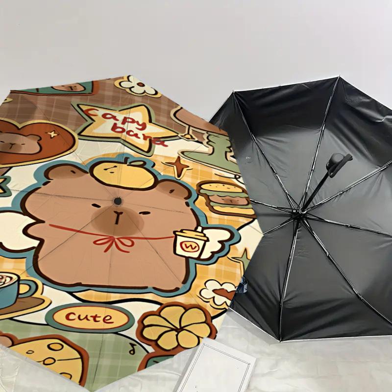 1PC Capybara Cute Umbrella-8-Rib Reinforced, Automatic Open, Lightweight & Durable, Cute Fashion Accessory for Outdoor-A1241