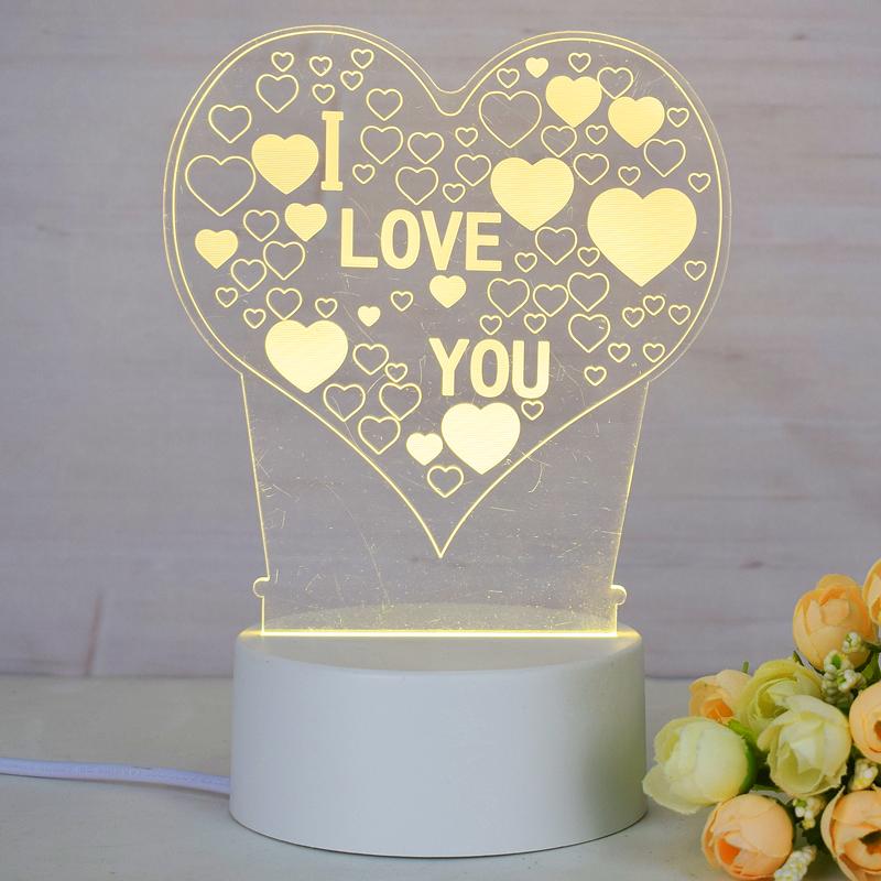 Customize Acrylic 3D Illusion LED Warm White Night Light for Living Room Kids Bedroom Decorative Lamp with USB Power