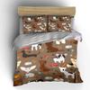 3Pcs Cute Dog Bedding Set, All-Over Cartoon Puppies Pattern Print Duvet Cover + 2 Pillowcases, Pet Lover Decor
