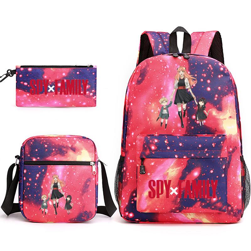 Spy Play House, Animation Periphery Backpack Student Schoolbag Satchel Pencil Case Three-Piece Set