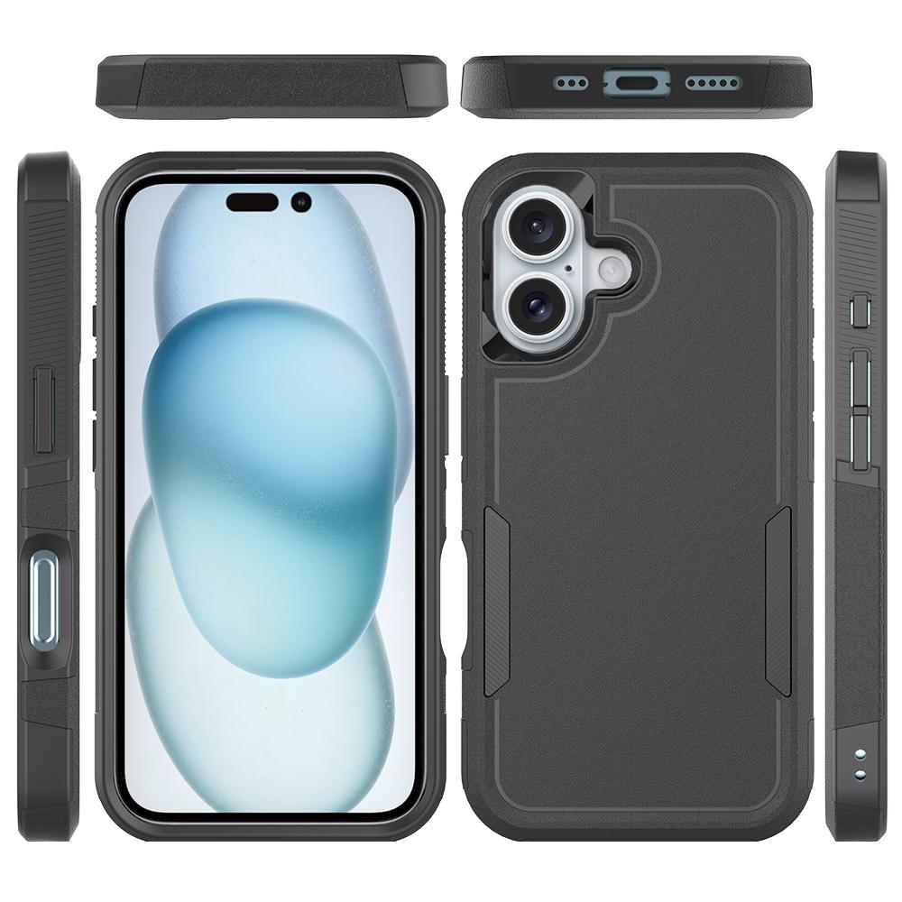 For iPhone 16 Case 2-in-1 PC+TPU Shockproof Phone Cover