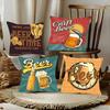 Beer Wine Retro Style Pillow Case Home Decor Throw For Sofa Bed Car Room Decor Gift Idea