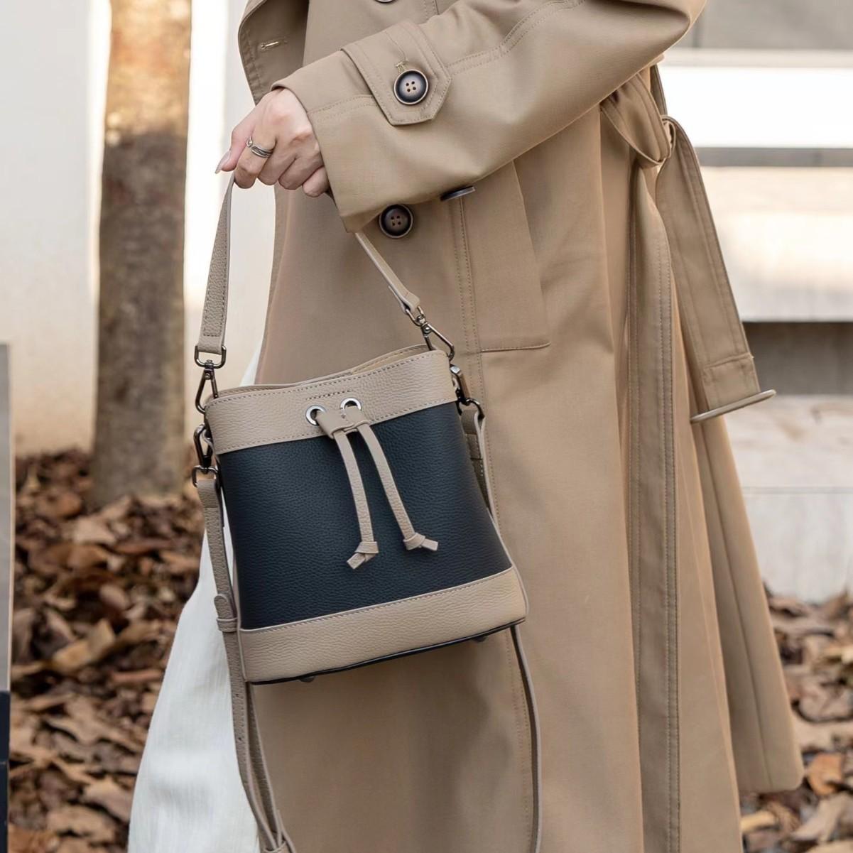 Single Shoulder Crossbody Bucket Bag Practical Leather Fashion Feminine High Sense Premium Durable Quality Useful