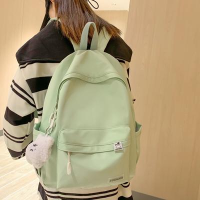 Schoolbag Female Students High School Students Solid Color Backpack