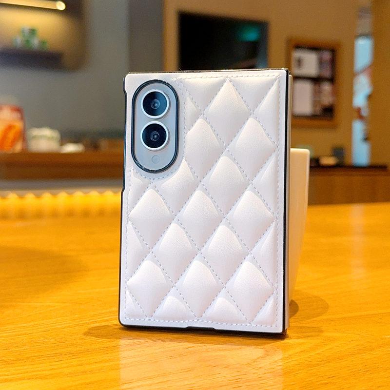 Luxuriöse Premium Elegante Rautenmuster Lederhülle für Samsung Galaxy Z Fold 8 Weiche Rückseite Airbag Stoßfest Schützen Flip Cover