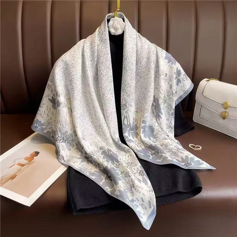 Old Money Wind Cashew Flower Cotton Brown Small Square Scarf Silk Scarf Scarf Shirt Shawl Hair Band Belt Scarf