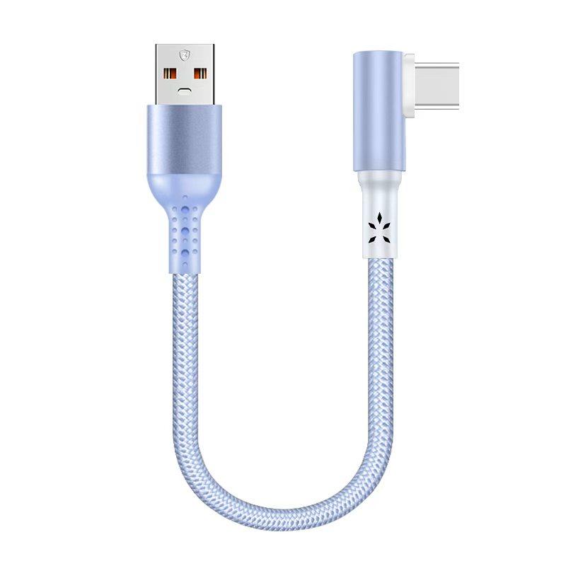 Factory Short USB Type-C Cable 5A Fast Charging 90 Degree Elbow Braided Portable Data Cable for iPhone