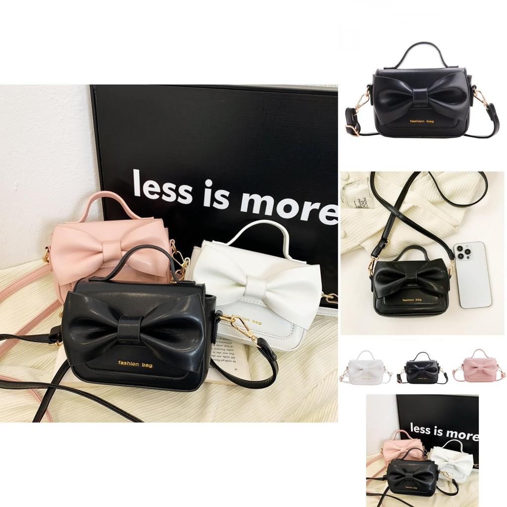 Modern Chic Children's Handbag In Pink White And Black With Adorable Bow Pattern