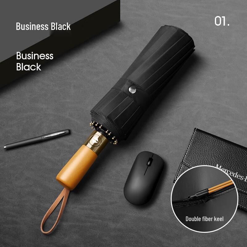 Automatic Folding Umbrella with Wooden Handle