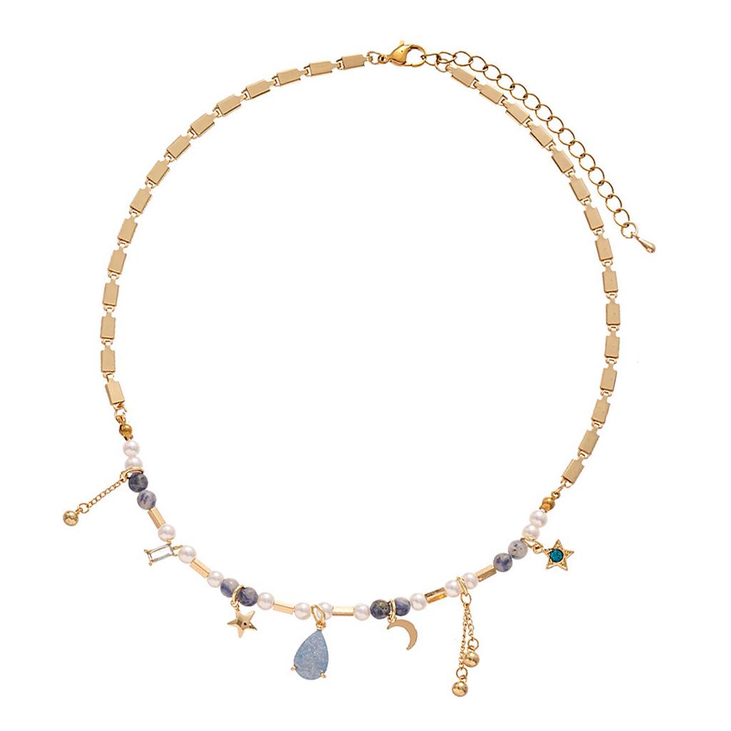 Vintage Inspired Star And Moon Pendant Necklace Adjustable Length Neckchain Fashion Jewelry For Elegant Occasions