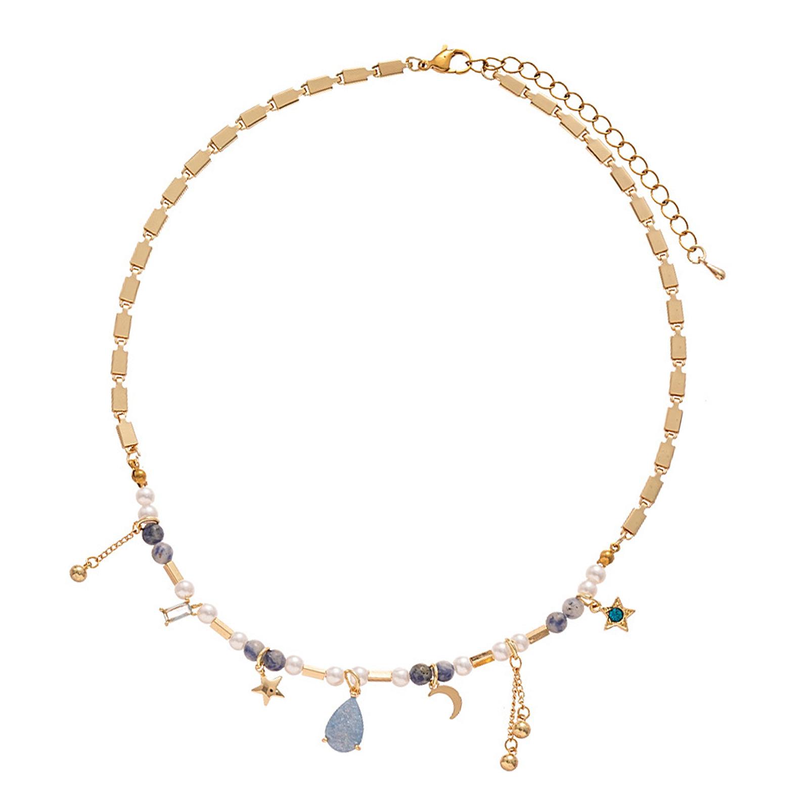 

Vintage Inspired Star And Moon Pendant Necklace Adjustable Length Neckchain Fashion Jewelry For Elegant Occasions