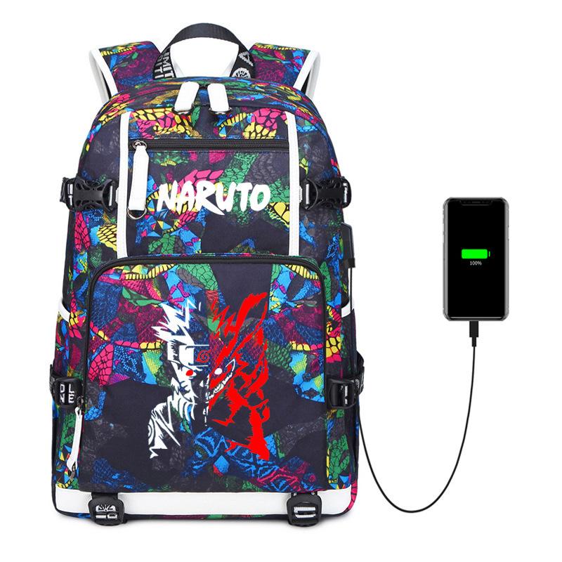Naruto Anime Backpack Uchiha Itachi Naruto Kakashi Double Shoulder Bag School Travel Daypack for Men Women