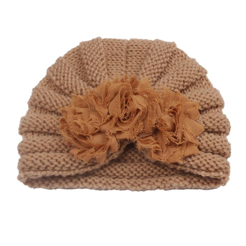 Winter new baby headgear children's flower knitted pullover cute warm baby hat