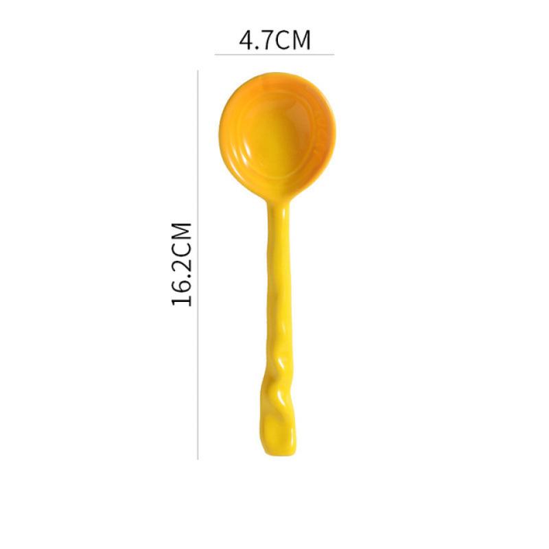 1 pezzo cucchiaio da zuppa in ceramica stoviglie creativo tinta unita manico lungo cucchiai da dessert cucina utensili da cucina