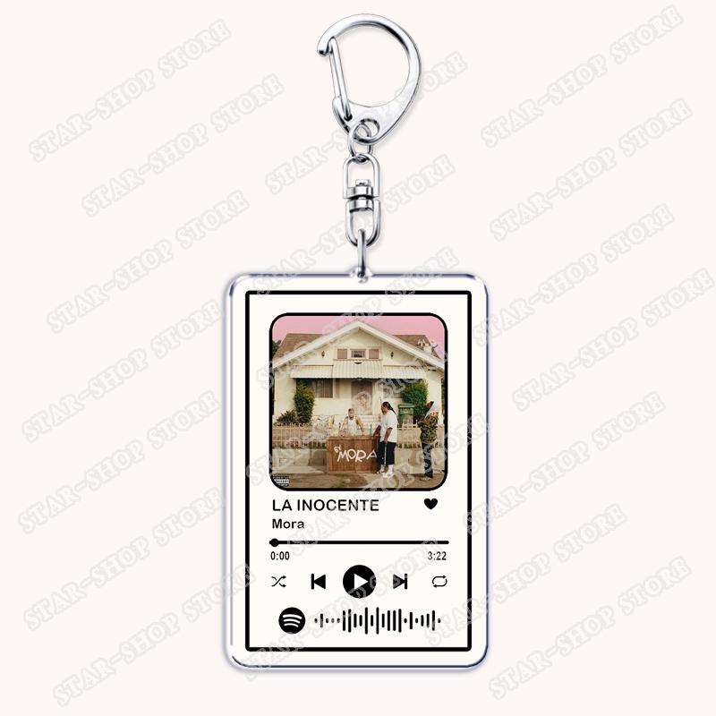 Hot Singer Mora Keychains for Women Accessories Bag LO MISMO DE SIEMPRE LA INOCENTE Music Code Keying Jewelry Fans Friends Gifts