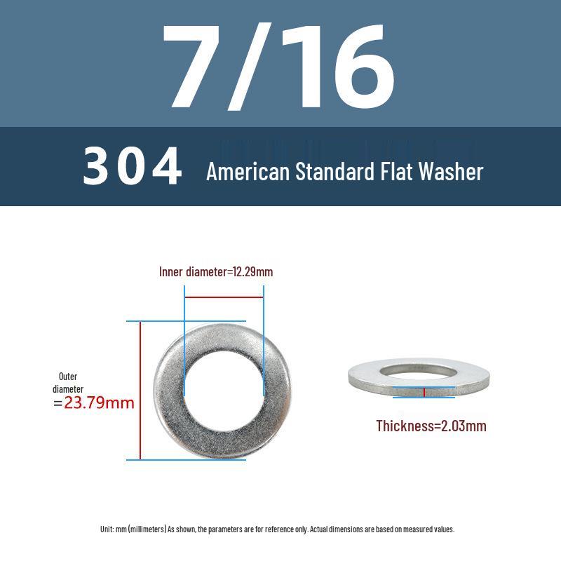 Yigu American 304 Stainless Steel Enlarged Thickened Washer 7/8" Hardware Screw Flat Round Piece