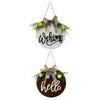 Vintage Wood Welcome Door Sign Round Decorative Plaque Wall Art Hanger for Entryway Luxury Home Decor