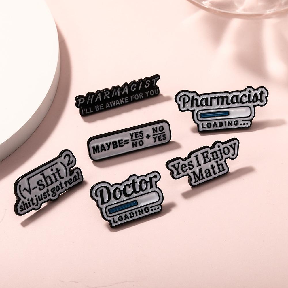 Funny Letter Formula Design Enamel Brooches Pharmagist I'll Be Awake For You Yes I Enjoy Math Pins Back To School Badge