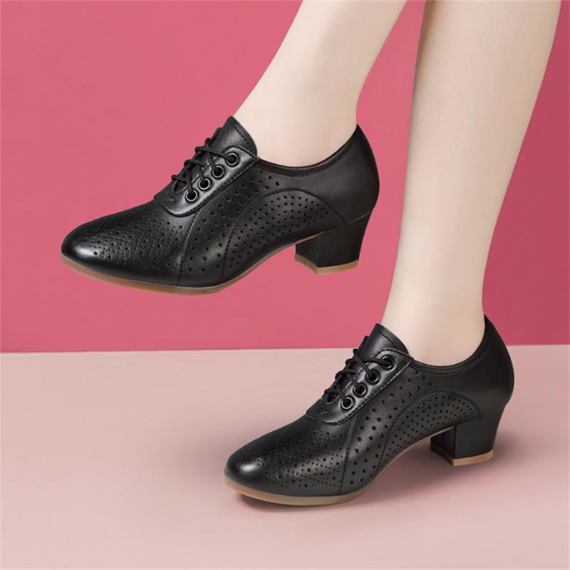 Genuine Leather Women Dance Shoes Women's Soft Soled Cowhide Shoes High Heels Ladies Practice Training Modern Sneakers Female