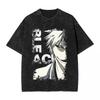 2026 Japan Anime Bleach Graphic T-shirt Men Vintage High-end Luxury Manga T Shirt Washed Vintage Loose Unisex