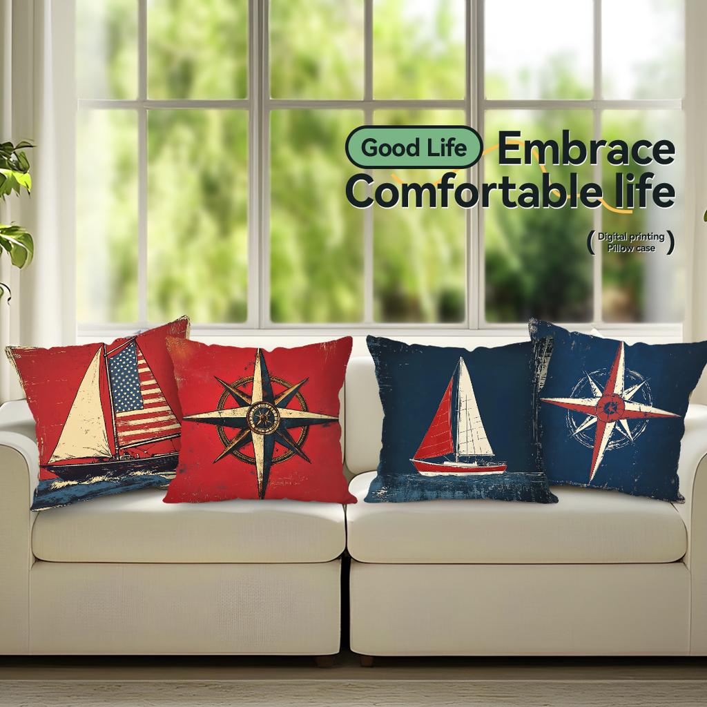 Navigation Compass Cushion Pillowcase Printed Polyester 45x45cm Throw Pillowcover Decorative Sofa Cushion Pillowslip Home Decor