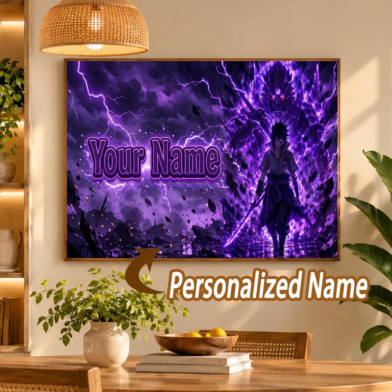 Sasuke Uchiha Custom Name Diamond Painting Personalized 5D Full Drill DIY Diamond Art Home Decor