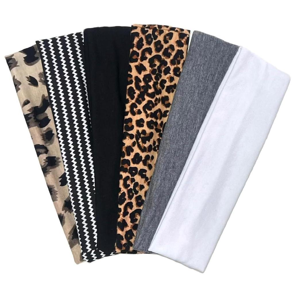 Leopard Print Wide Elastic Sports Headband - Sweat-Absorbing Yoga & Fitness Headband for Women