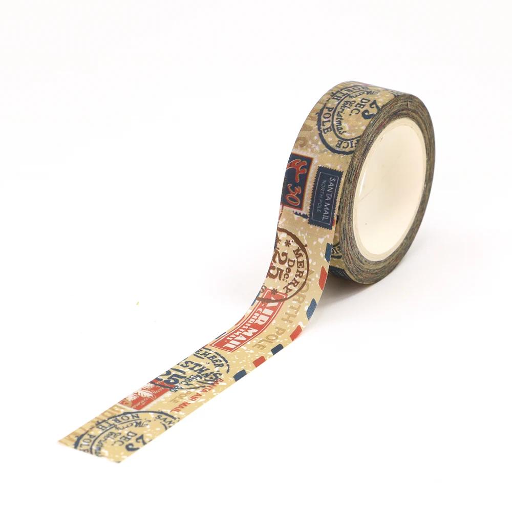 1PC. 10M Decorative Rero Kraft English Script Stamps Map Washi Tape Adhesive Stickers Masking Tape Cute Journaling Stationery