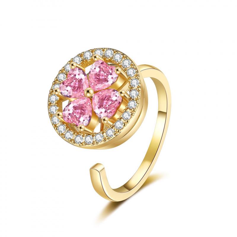 Adjustable Lucky Clover Rotating Ring for Anxiety Relief – Open Style Finger Ring