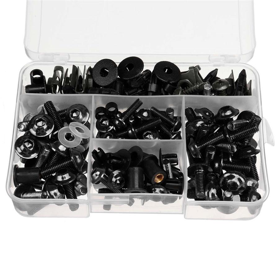 195pcs Universal Motorcycle Fairing Bolts Kit Windscreen Screws Windshield Bolts Fairing Mountings Fastener Clips Screw M5 M6