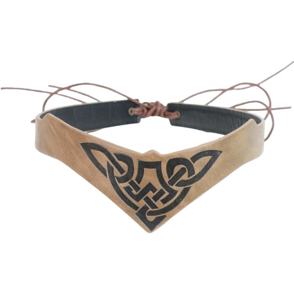 Cosplay Embossed Pattern Hairband PU Leather Headwear For Role Play Games and Costume Events