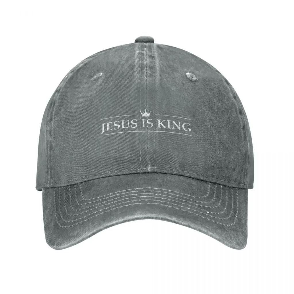 Jesus Jest Królem Nadruk Retro Spłowiałe Dżinsowe Czapki Baseballowe Dla Mężczyzn Cowboyskie Kapelusze Chroniące Przed Słońcem Turystyczne Męskie Czapki Snapback