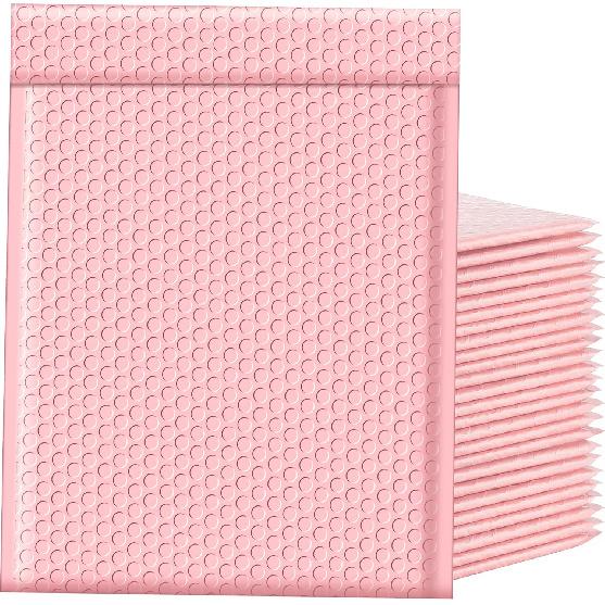 Famagic Bubble Mailers 8.5x12 Inch 25pc Light Pink Shipping Bags, Chic Packaging Bags For Small Business, Colored Padded Mailing Envelopes, Opaque