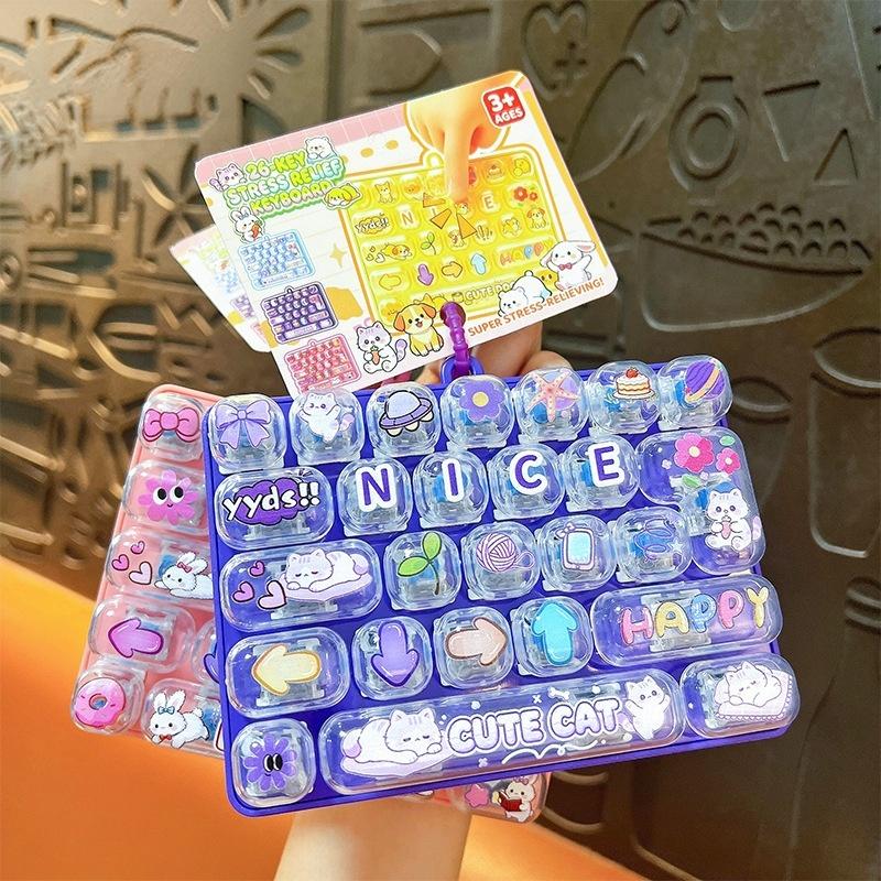 26-Key Decompression Button Transparent Cute Design Mini Keyboard Pendant Simulation Keyboard Keyboard Keychain