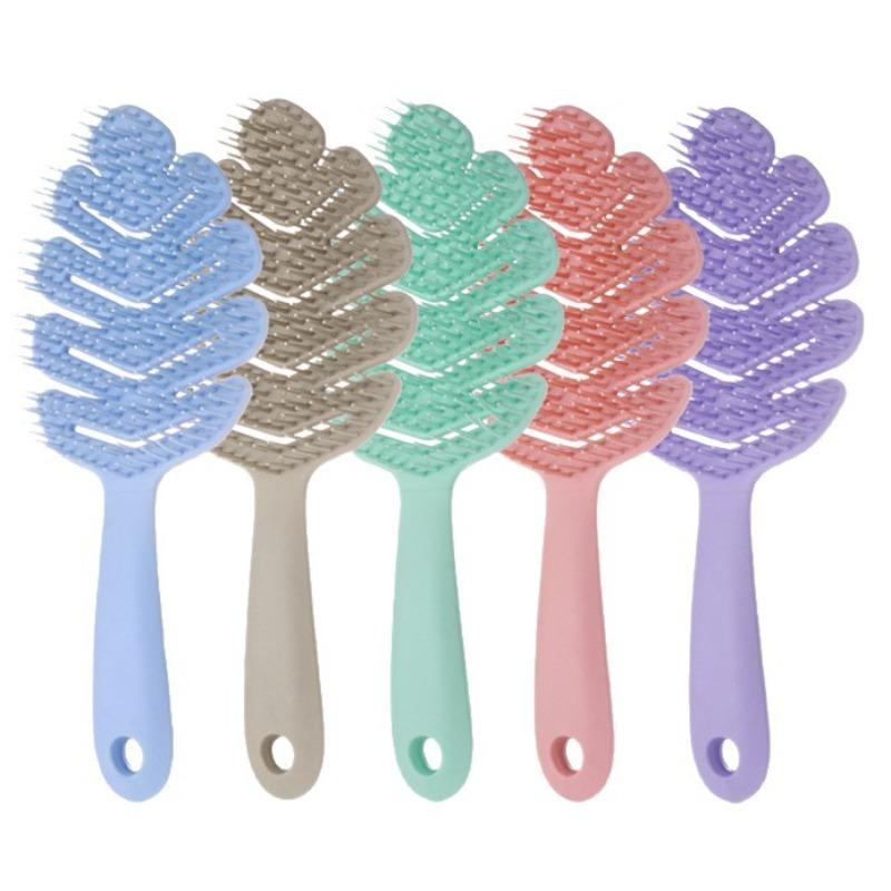 1 PC Long-handled Leaf Shampoo Brush, Fluffy and Soft Massage Brush, Scalp Meridian Shampoo and Massage Comb In One, Holiday Gift