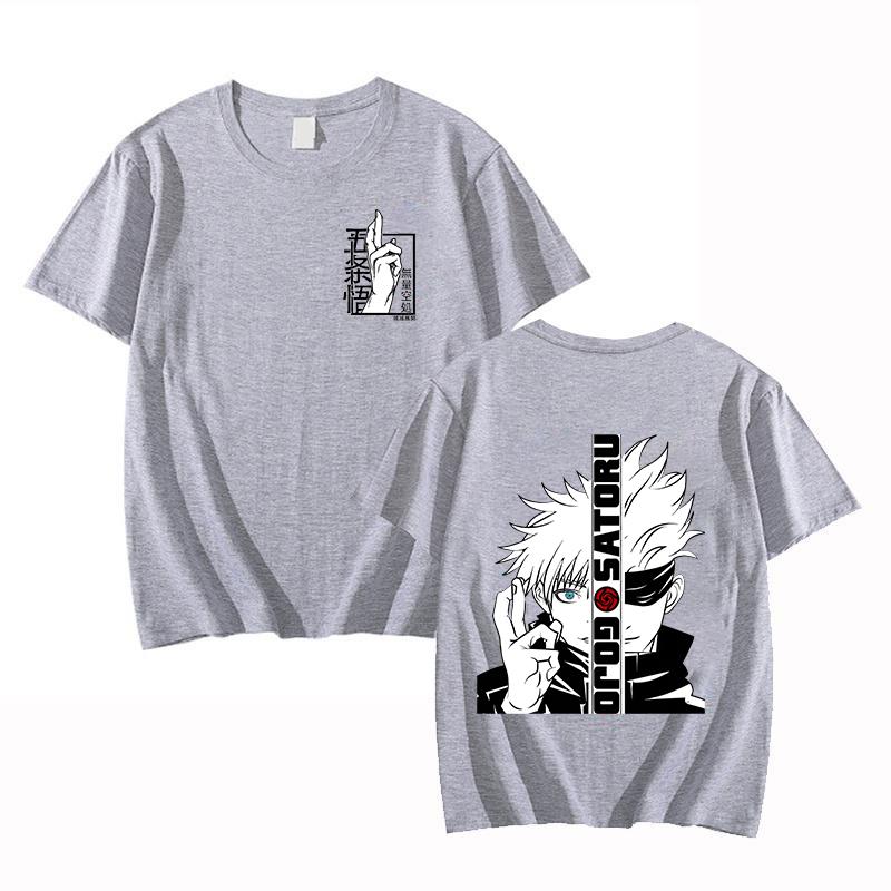 Fashion Satoru Gojo Print T-shirt Unisex Loose Short Sleeve Round Neck Top Anime Personality T Shirt