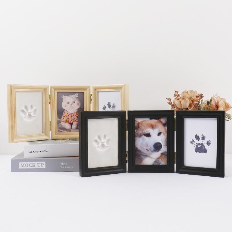 Pet Paw Print DIY Photo Frame with Handprint Clay for Cats & Dogs - Creative Souvenir Ornament