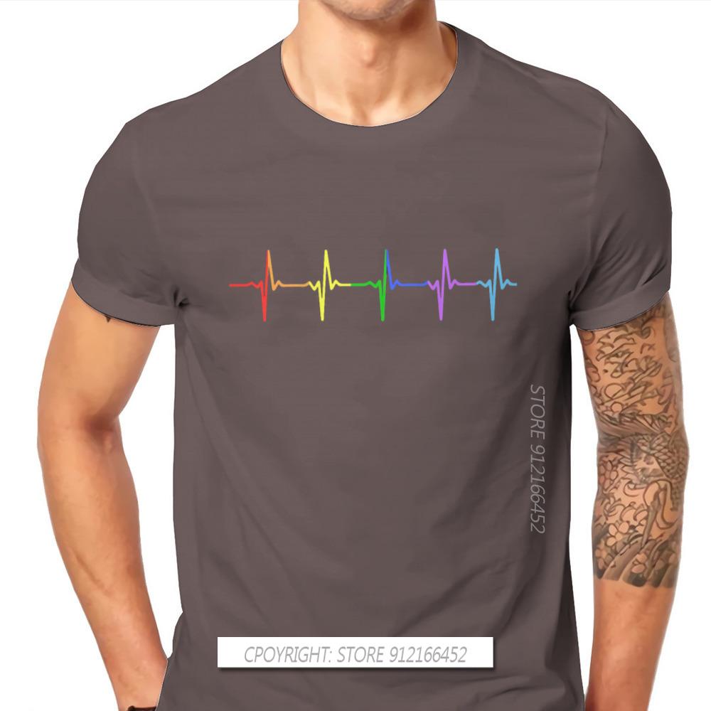 Rainbow Pulse Hearbeat Style TShirt LGBT Pride Month Lesbian Gay Bisexual Transgender Gift Clothes Basic T-Shirt Stuff