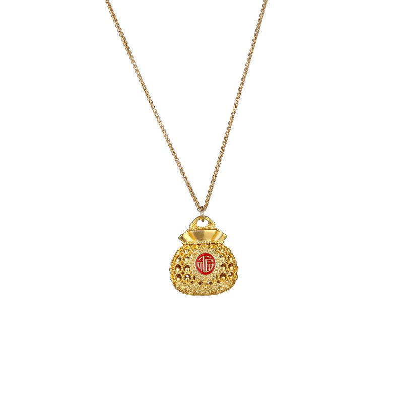 Elegant Chinese Style Gold Pendant Necklace: Exquisite, Versatile Sweater Chain & Luxury Accessory
