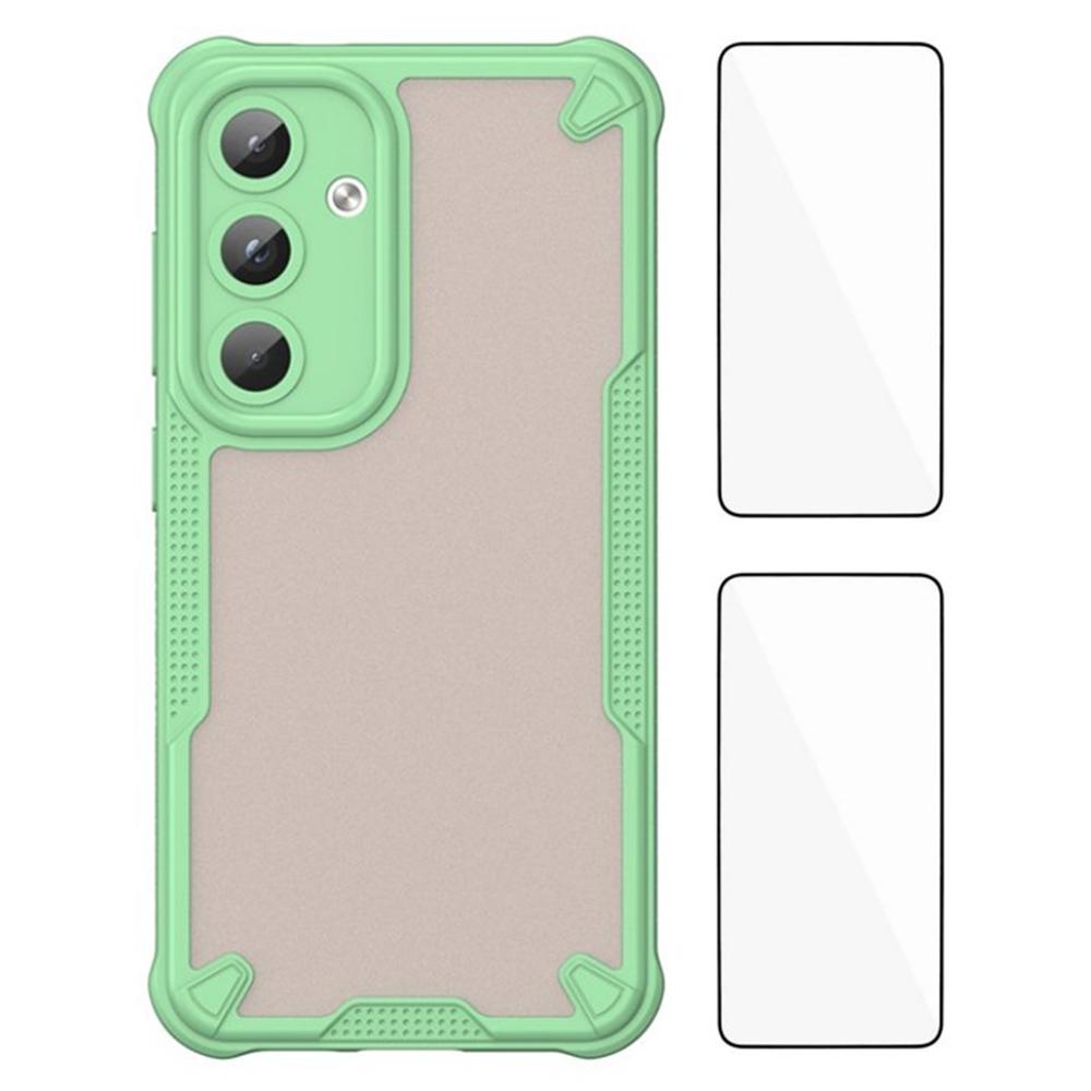 WANLONFENG MFFJ2 Series For Samsung Galaxy S24 Back Cover with 2PCS Tempered Glass TPU+Acrylic Phone Case
