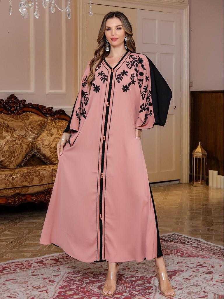 Dubai Travel Casual Muslim Women's Embroidered Arabian Robe