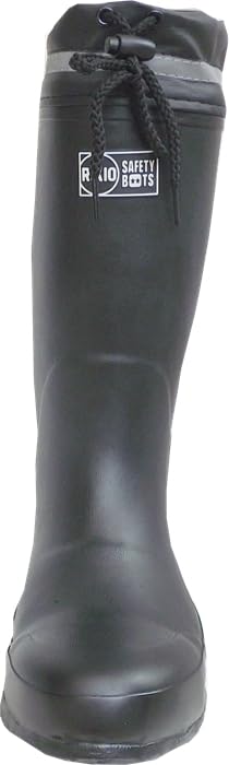 Rikioh Safety Shoes, Alkali-Resistant Rubber Boots, S235, Men's, Black, LL