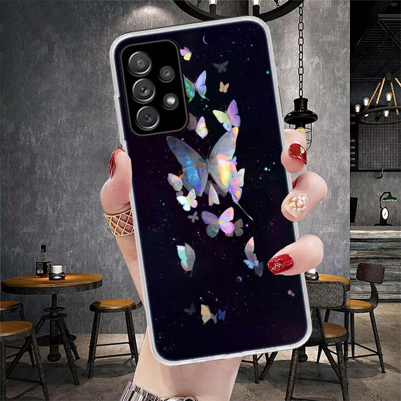 Blue Butterfly Beautiful Wing Soft Phone Case For Samsung Galaxy A12 A22 A32 A52 A72 A02S A51 A50S A71 A70 A31 A20S Note 20 Ultr