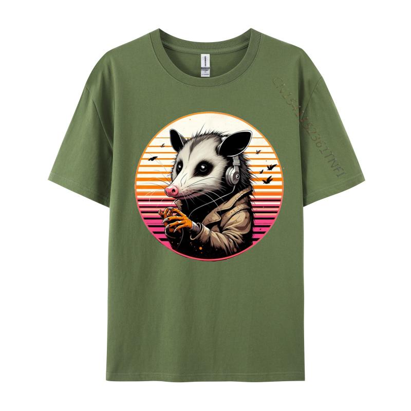 Dark Anime Style Opossum TShirt For Men New Coming Musician Top Tees Men Cotton Tops T Shirt Camisetas