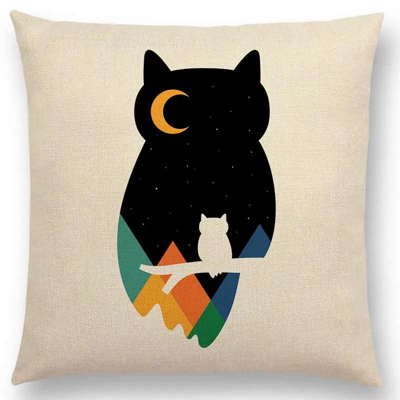 Latest Day Night Sun Moon Child With Animals Friends Wolf Bear Elephant Rabbit Cushion Cover Home Decor Sofa Throw Pillow Case