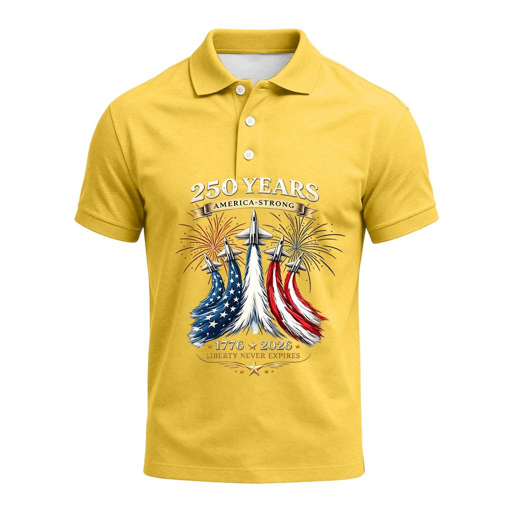 Men's 250th Anniversary Polo Shirt 1776 To 2026 Short Sleeve Casual Fit American Flag Themed Graphic Top