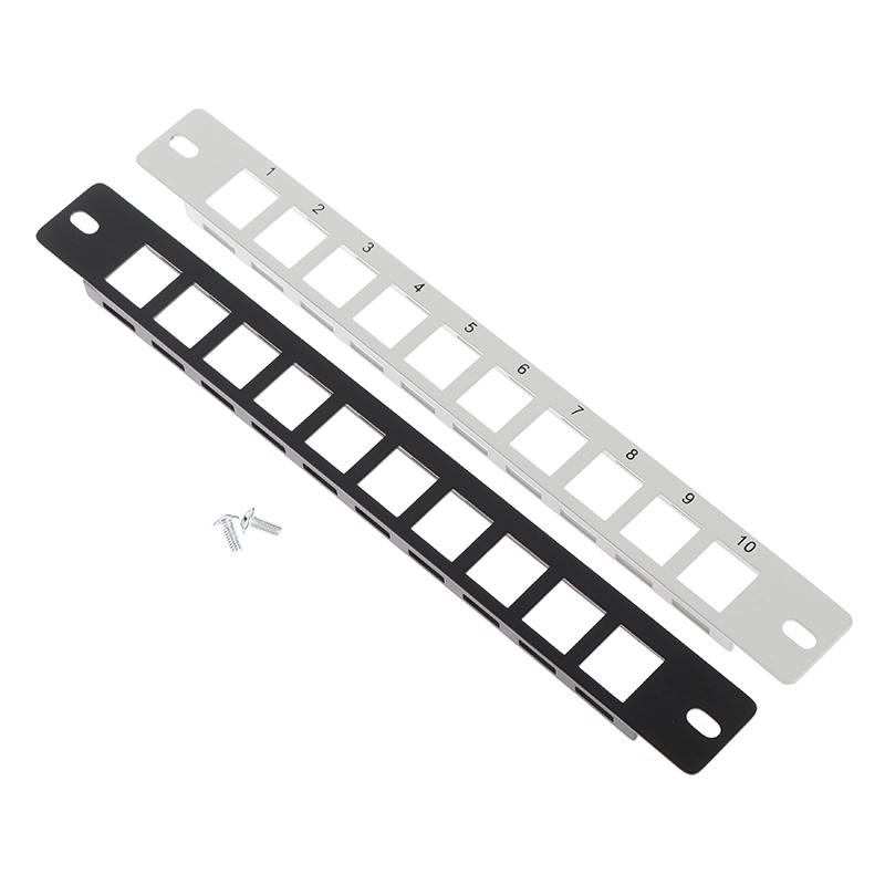 1Pc Metal Network 10-Port 1U Empty Blank Patch Panel For Standard Keystone Rack Mount Network Cable Management
