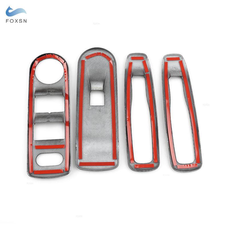 For Renault Clio 4 Clio4 2013-2016 LHD Carbon Fiber Texture Car Styling Door Armrest Panel Window Switch Button Frame Cover Trim